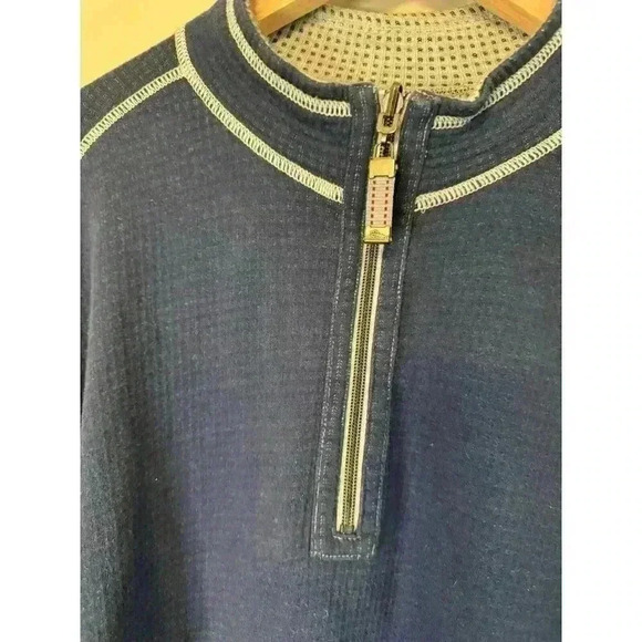 Tommy Bahama Reversible 1/4 Zip Men's Pullover Sz M Blue White Ivory - Picture 4 of 7